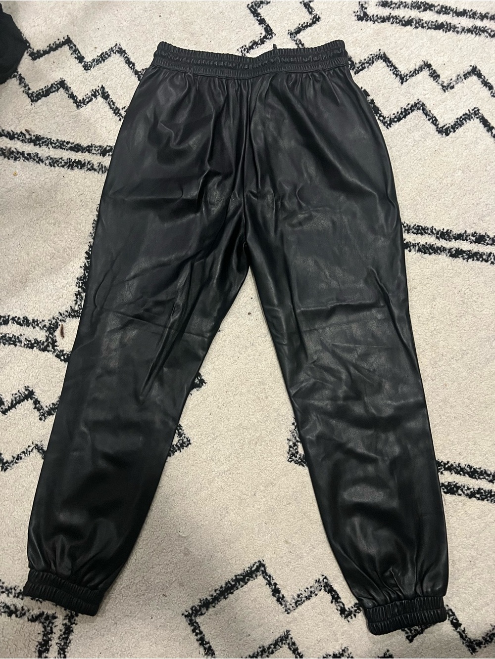 Marc New York Black Faux Leather Elastic Waist Pants